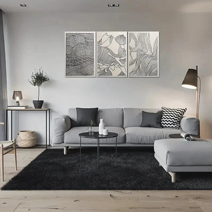 3pcs Black & White Line Drawings Metal Print Ready to Hang Art - Bella Home Decor
