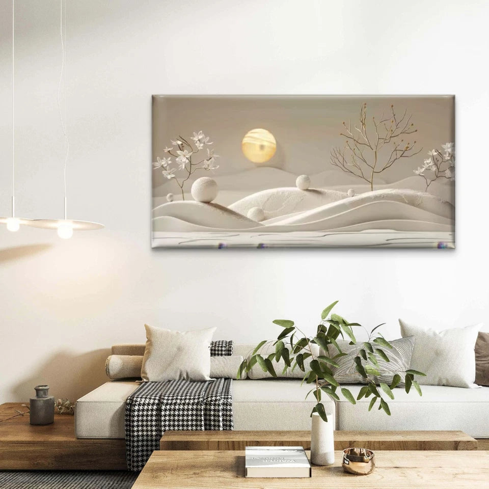 Whispers of the Golden Moon Wall Art Canvas Office Home Room Framed 120x60cm - Bella Home Decor