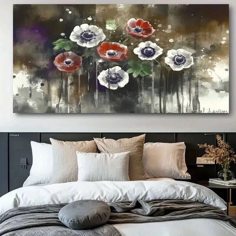 Realistic Pastoral Flower Decor Wall Art Canvas Office Home Room Framed 120x60cm