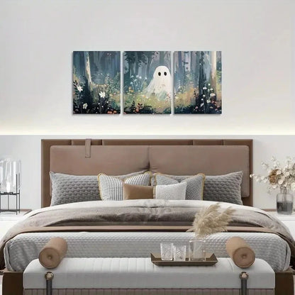 3pcs Watercolor Cute Halloween Paintings Theme Metal Print Ready to Hang Art