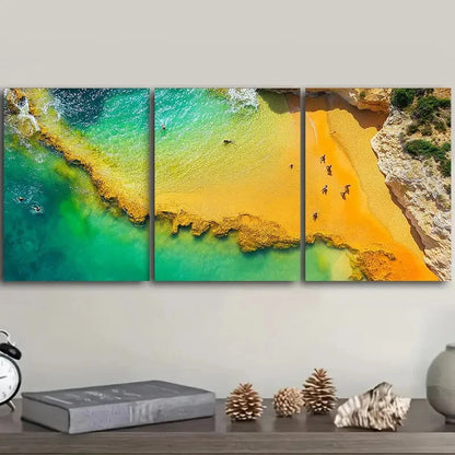 3pcs Aerial view of a yellow sand Wall Art Set Canvas Framed 60x90cm - High Quality Print 100% Australian Made Wall Canvas Ready to Hang - Bella Home Decor