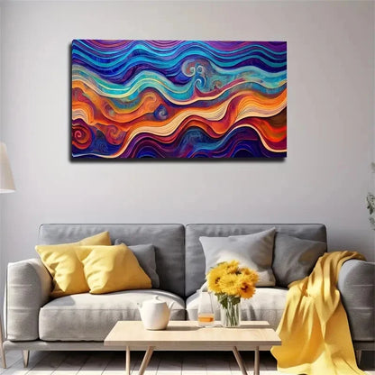 Colorful Wavy Pattern Abstract Wall Art Canvas Office Home Room Framed 120x60cm