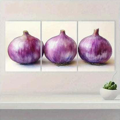 3pcs Onion Painting NJ     Wall Art Set Canvas Framed 60x90cm - High Quality Print 100% Australian Made Wall Canvas Ready to Hang