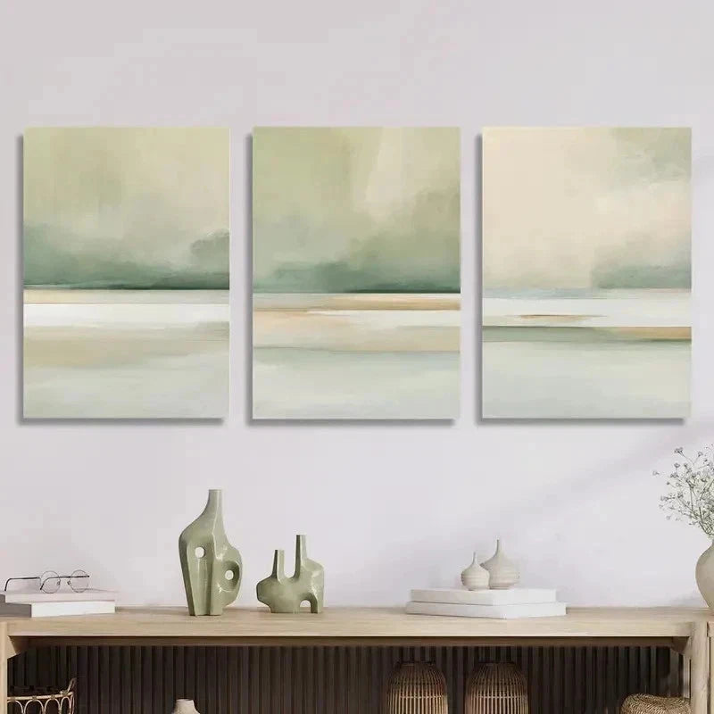 3pcs Modern Abstract Coastal Landscape Perfect Wall Art Set Canvas Framed 50x70cm - High Quality Print 100% Australian Made Wall Canvas Ready to Hang