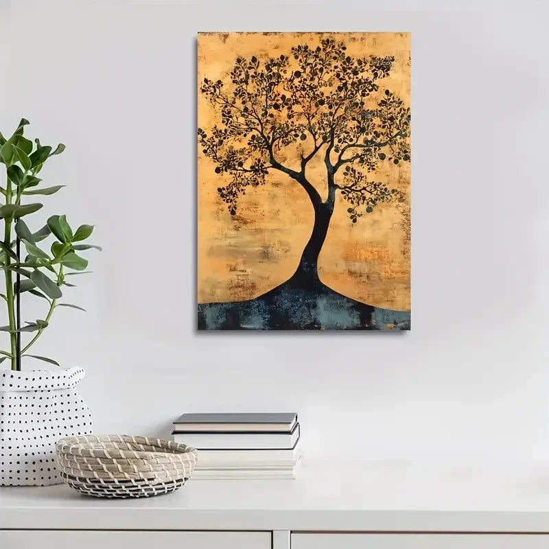 Beautiful Flourishing Pear Tree Forest Painting 40x60cm Metal Print Ready to Hang - Bella Home Decor