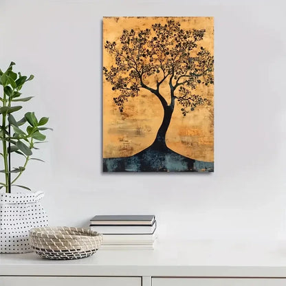 Beautiful Flourishing Pear Tree Forest Painting 40x60cm Metal Print Ready to Hang - Bella Home Decor