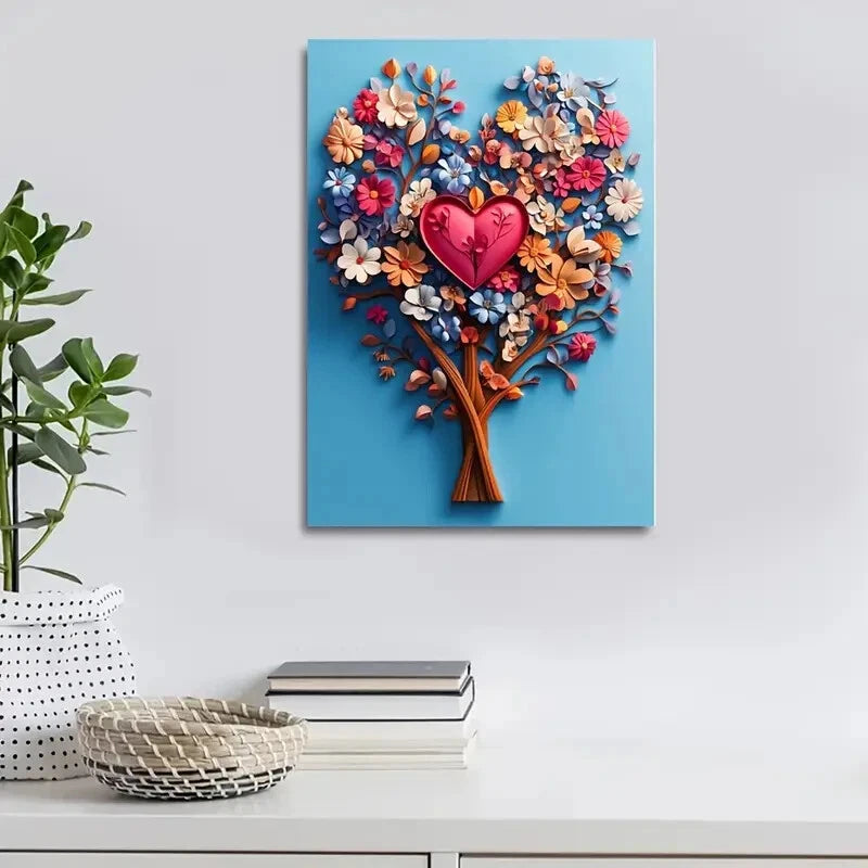Beautiful Heart Blossoms Featuring Painting 40x60cm Metal Print Ready to Hang - Bella Home Decor