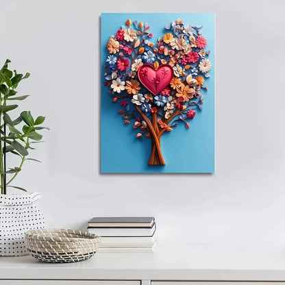 Beautiful Heart Blossoms Featuring Painting 40x60cm Metal Print Ready to Hang - Bella Home Decor