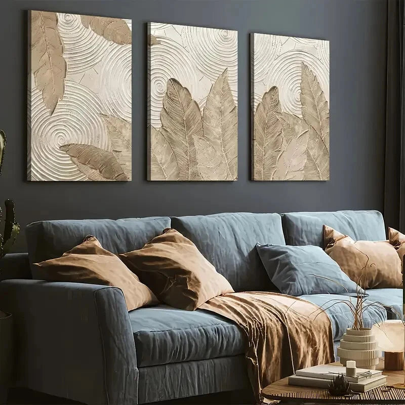 3pcs Abstract Plant Leaves Simple Perfect Wall Art Set Canvas Framed 40x60cm - High Quality Print 100% Australian Made Wall Canvas Ready to Hang - Bella Home Decor