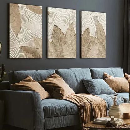 3pcs Abstract Plant Leaves Simple Perfect Wall Art Set Canvas Framed 40x60cm - High Quality Print 100% Australian Made Wall Canvas Ready to Hang - Bella Home Decor