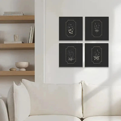 4pcs Vintage Farmhouse, French Country, Rustic, Bo Wall Art Canvas Framed