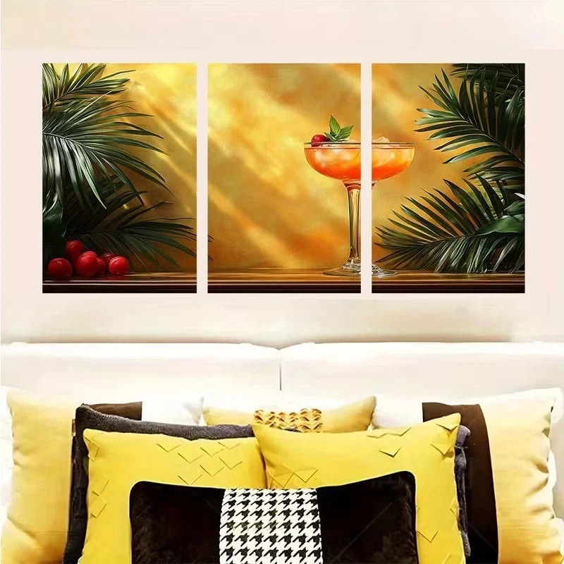 3pcs Sip Me Baby One More Time Retro Cocktail Wall Art Set Canvas Framed 50x70cm - High Quality Print 100% Australian Made Wall Canvas Ready to Hang