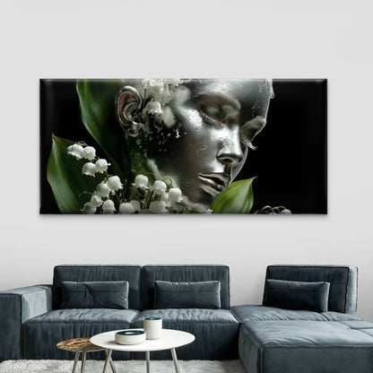Lily of the Valley Botanical Wall Art Canvas Office Home Room Framed 120x60cm