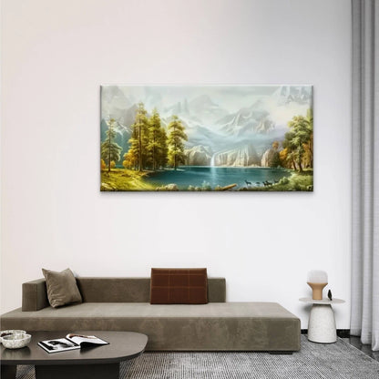 Mountain Lake Nature Beauty Wall Art Canvas Office Home Room Framed 120x60cm