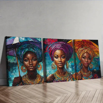 3pcs Three Lovely Women Wall Art Set Canvas Unframed - High Quality Print 100% Australian Made Wall Canvas - Bella Home Decor