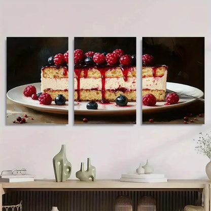 3pcs Cake Dessert Food Delicious Perfect Wall Art Set Canvas Framed 40x60cm - High Quality Print 100% Australian Made Wall Canvas Ready to Hang - Bella Home Decor
