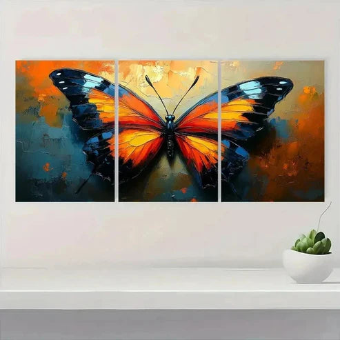 3pcs Vibrant Abstract Butterfly YU Wall Art Set Canvas Unframed - High Quality Print 100% Australian Made Wall Canvas