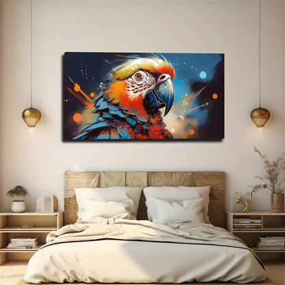 Vibrant Realistic Parrot Wall Art Canvas Office Home Room Framed 120x60cm
