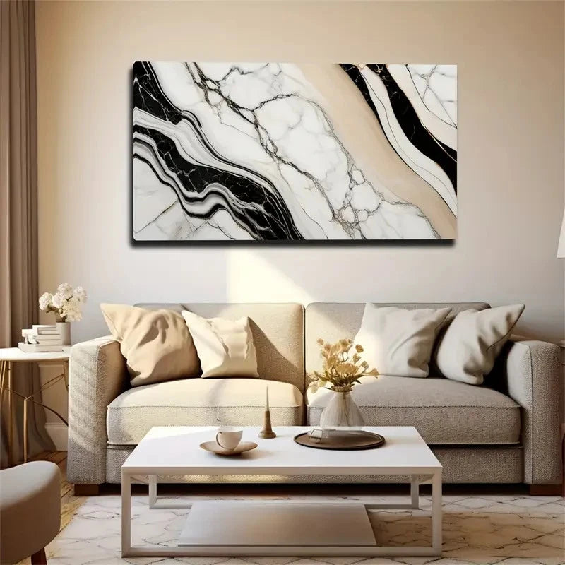 Abstract Marble Stripe Modern Wall Art Canvas Office Home Room Framed 120x60cm