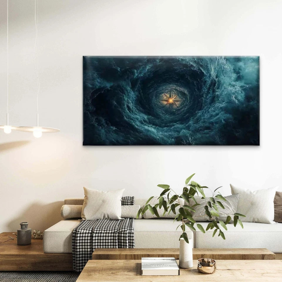 Ocean’s North Star Wall Art Canvas Office Home Room Framed 120x60cm - Bella Home Decor