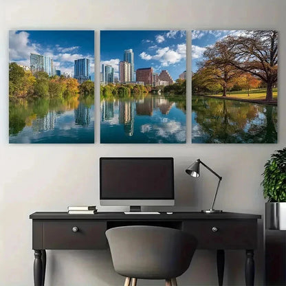 3pcs USA Travel Prints Austin Texas Perfect Wall Art Set Canvas Framed 50x70cm - High Quality Print 100% Australian Made Wall Canvas Ready to Hang