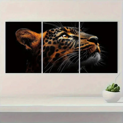 3pcs Leopard Whimsical Wild Animal Design  Wall Art Set Canvas Framed 50x70cm - High Quality Print 100% Australian Made Wall Canvas Ready to Hang