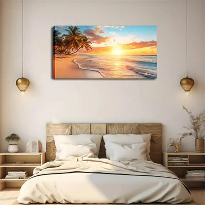 Serene Beach Sunrise Sky Wall Art wall canvas office home room framed 120x60cm - Bella Home Decor