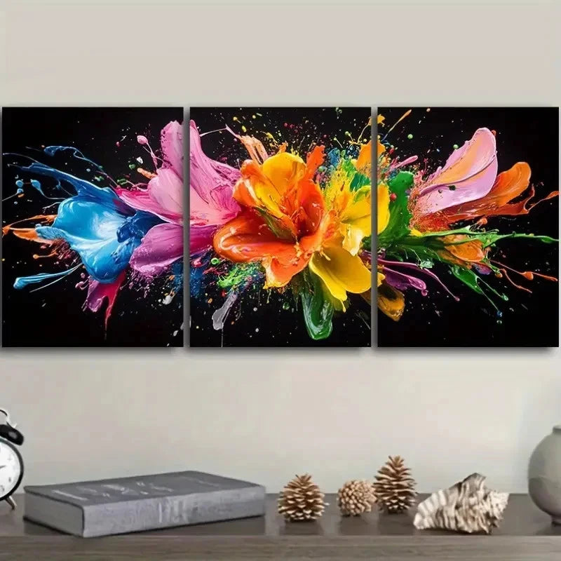3pcs Colorful Explosion Design Wall Art Set Canvas Framed 40x60cm - High Quality Print 100% Australian Made Wall Canvas Ready to Hang - Bella Home Decor