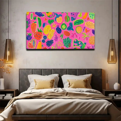 Vibrant Childlike Fun Patterns Wall Art Canvas Office Home Room Framed 120x60cm