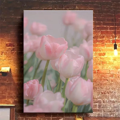 Soft - Hued Pink Tulip Field 60x90cm Metal Print Ready to Hang