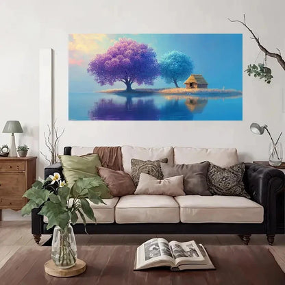 Serene Lake & Colorful Trees Wall Art Canvas Office Home Room Framed 120x60cm