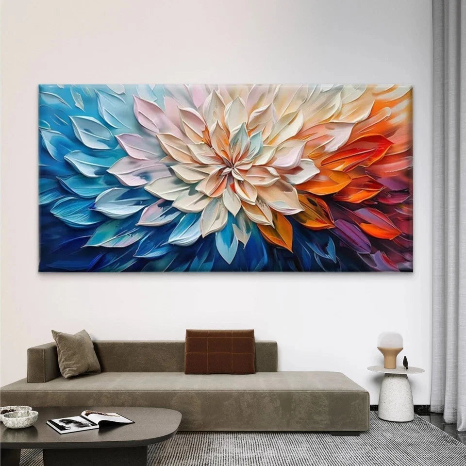 Abstract Floral Wall Art Canvas Office Home Room Framed 120x60cm