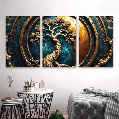 3pcs Abstract Paintings of a Tree and a Moon  Wall Art Set Canvas Framed 60x90cm - High Quality Print 100% Australian Made Wall Canvas Ready to Hang - Bella Home Decor