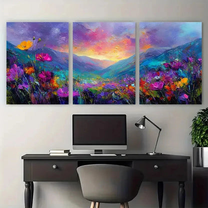 3pcs Textured Landscape Sunset Decor Prefect Wall Art Set Canvas Framed 40x60cm - High Quality Print 100% Australian Made Wall Canvas Ready to Hang