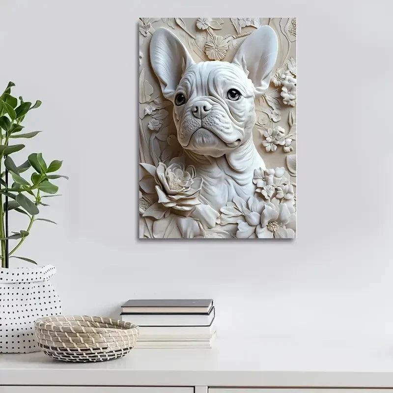 Beautiful French Bulldog Puppy Painting 40x60cm Metal Print Ready to Hang - Bella Home Decor