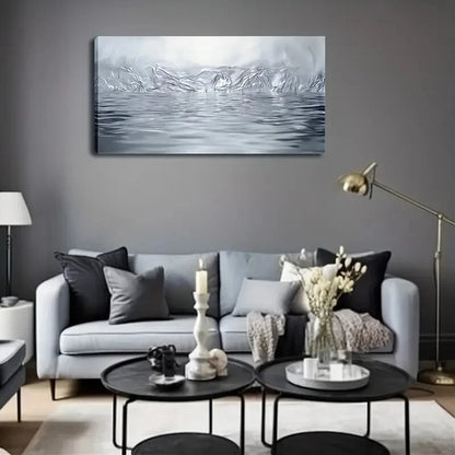 Serene Blue & White Wave Design Wall Art Canvas Office Home Room Framed 120x60cm - Bella Home Decor