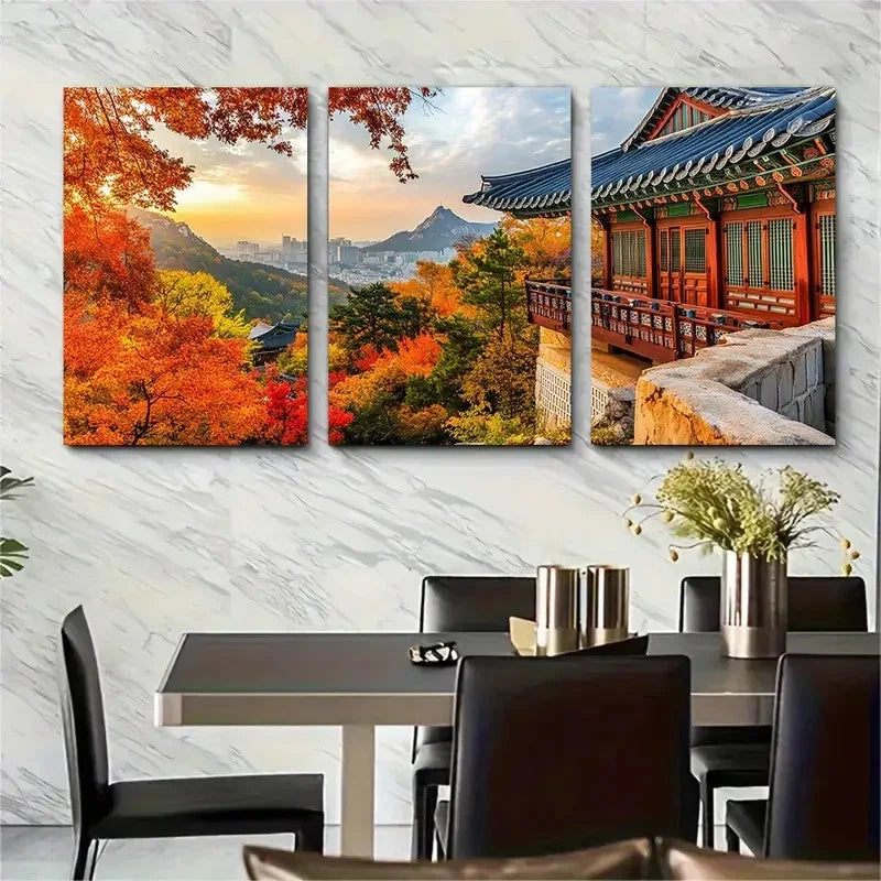 3pcs Vibrant Abstract Korean Landscape Prefect Wall Art Set Canvas Framed 40x60cm - High Quality Print 100% Australian Made Wall Canvas Ready to Hang
