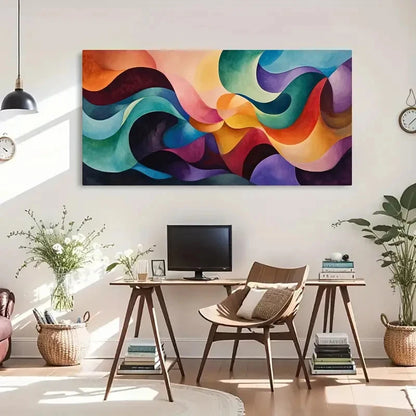 Modern Abstract Geometric Wall Art Canvas Office Home Room Framed 120x60cm - Bella Home Decor