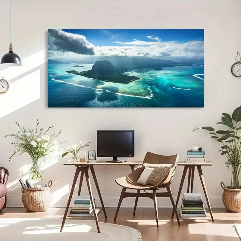 Natural Scenery Ocean Beach Wall Art Canvas Office Home Room Framed 120x60cm