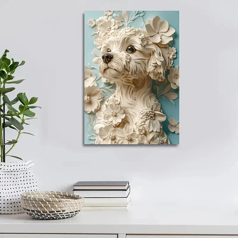 Beautiful Pomapoo Dog Featuring Painting 40x60cm Metal Print Ready to Hang - Bella Home Decor