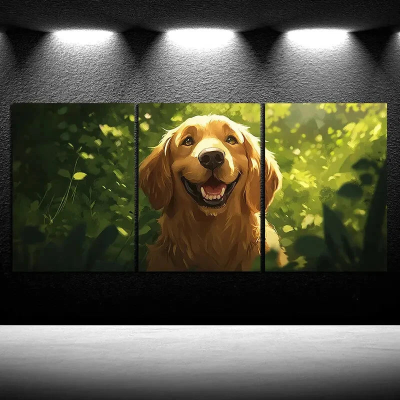 3pcs The Dog in the Grass Series Metal Print Ready to Hang Art - Bella Home Decor