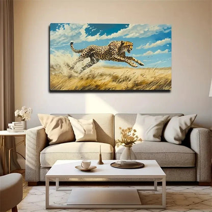 King of Speed Cheetah Modern Wall Art Canvas Office Home Room Framed 120x60cm