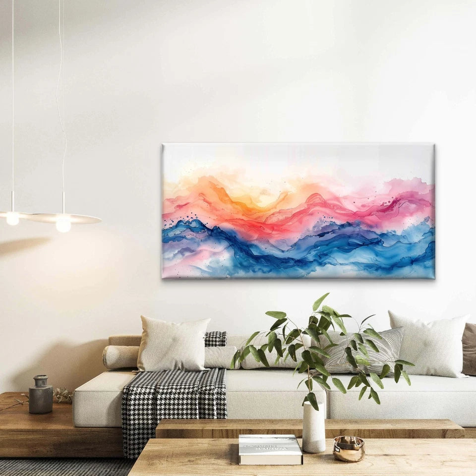 Soft Pastel Watercolor Abstract Wall Art Canvas Office Home Room Framed 120x60cm - Bella Home Decor