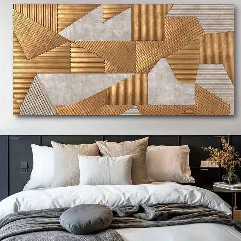 Minimalist Golden Graffiti Wall Art Canvas Office Home Room Framed 120x60cm