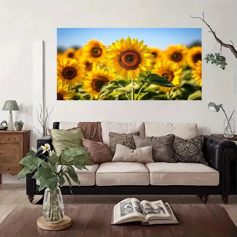 Vibrant Sunflowers Modern Wall Art Canvas Office Home Room Framed 120x60cm