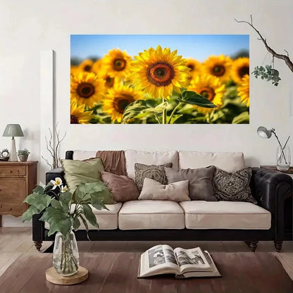 Vibrant Sunflowers Modern Wall Art Canvas Office Home Room Framed 120x60cm