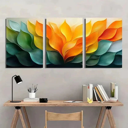 3pcs Green and Yellow Leafy Abstraction Wall Art Canvas Unframed - High Quality Print 100% Australian Made Wall Canvas
