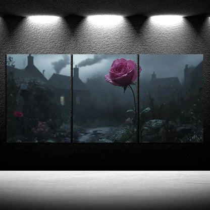 3pcs Rose in the Rain Farmhouse View Metal Print Ready to Hang Art - Bella Home Decor