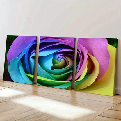 3pcs Colorful Rose Bright Floral Deco Wall Art Set Canvas Framed 60x90cm - High Quality Print 100% Australian Made Wall Canvas Ready to Hang - Bella Home Decor