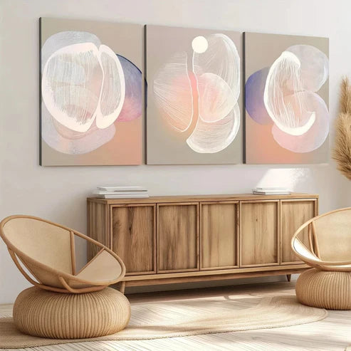3pcs Modern Abstract Art Modern White Purple Wall Art Set Wall Art Canvas Unframed – High Quality Print 100% Australian Made Wall Canvas